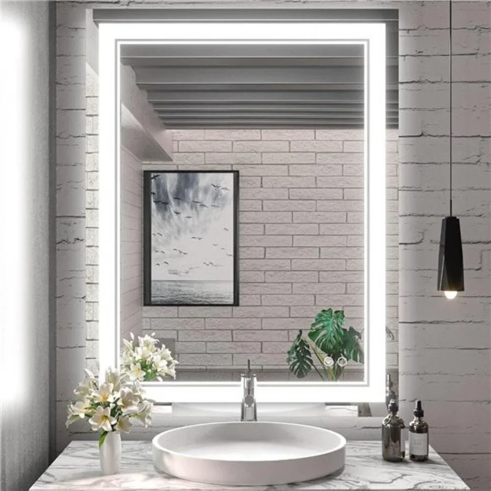 LED Bathroom Mirror with Lights, 28 x 36 Inch Front Lighted Vanity Mirror, HD